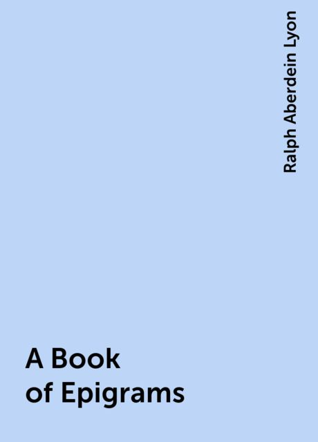 A Book of Epigrams