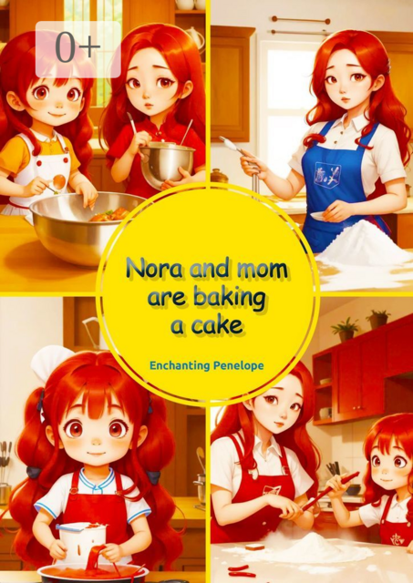 Nora and mom are baking a cake