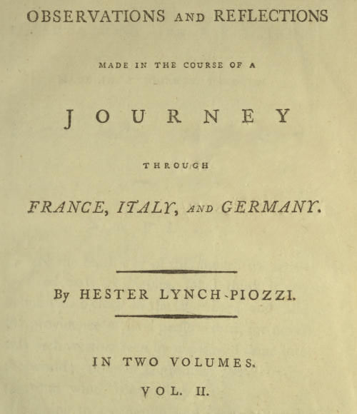 Observations and Reflections Made in the Course of a Journey through France, Italy, and Germany, Vol. II (of II)