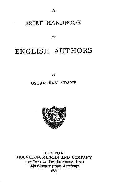 A Brief Handbook of English Authors
