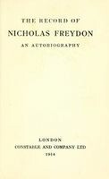 The Record of Nicholas Freydon / An Autobiography