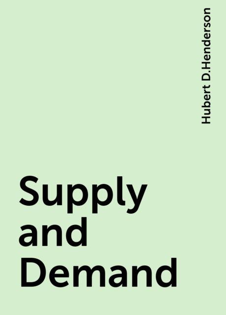 Supply and Demand