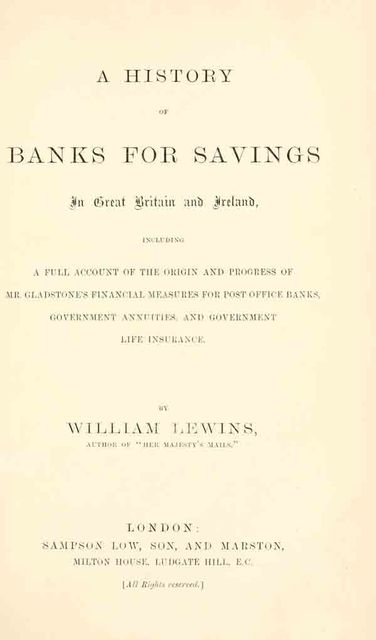 A History of Banks for Savings in Great Britain and Ireland
