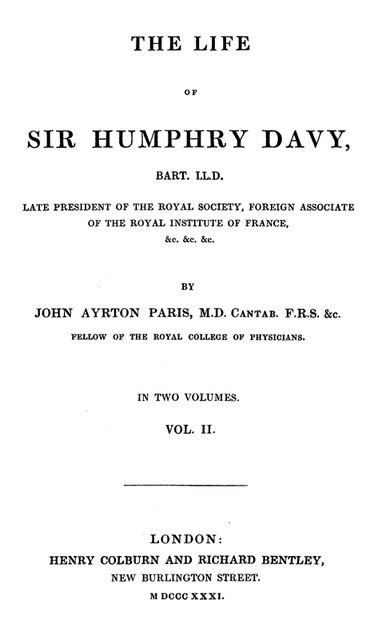 The Life of Sir Humphrey Davy, Bart. LL.D., Volume 2 (of 2)