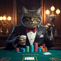 Котики играют в покер