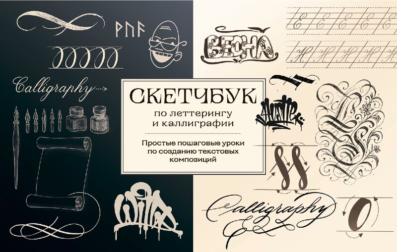 Скетчбук по леттерингу и каллиграфии. Простые пошаговые уроки по созданию текстовых композиций