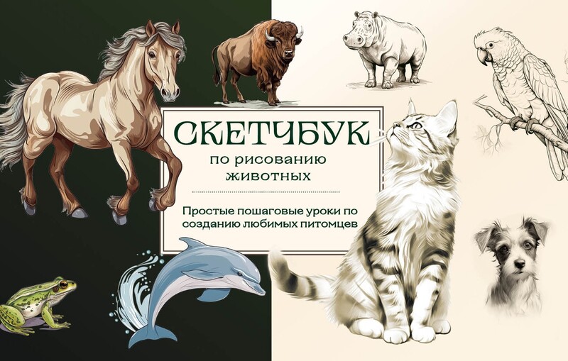 Скетчбук по рисованию животных. Простые пошаговые уроки по созданию любимых питомцев